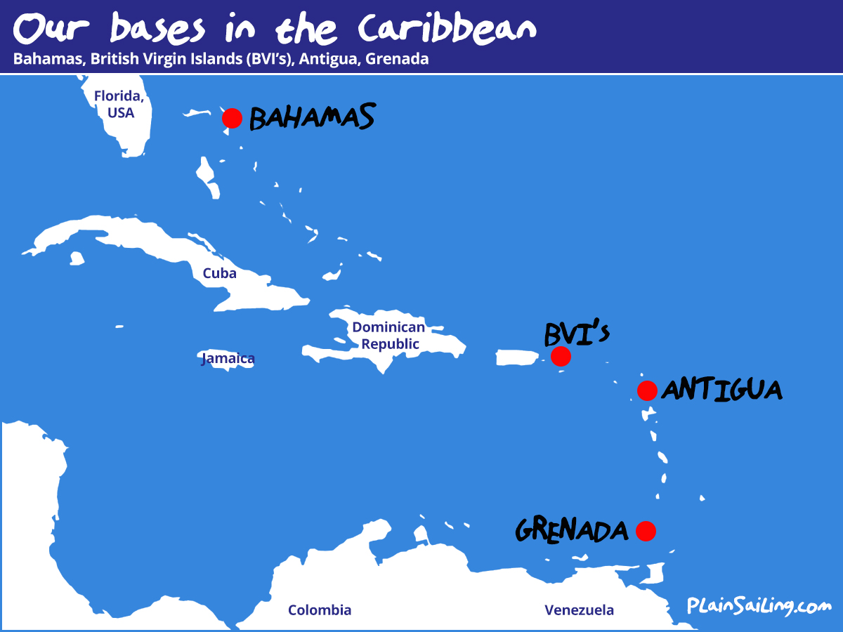 Our Yacht Charter bases in the Caribbean - Bahamas, BVI’s, Antigua and Grenada Our Yacht Charter bases in the Caribbean - Bahamas, BVI’s, Antigua and Grenada