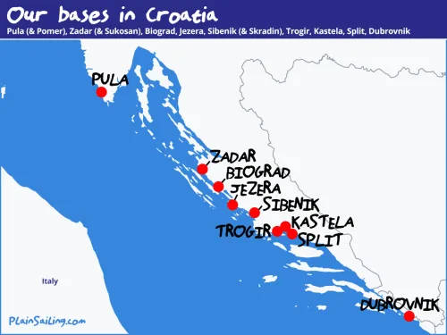 Our Yacht Charter base in Croatia - Split, Dubrovnik, Zadar, Trogir, Kastela, Jezera, Biograd, Pula. Our Yacht Charter bases in Croatia - Split, Dubrovnik, Zadar, Trogir, Kastela, Jezera, Biograd, Pula